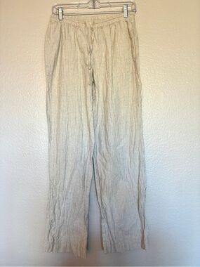 Merona Men's XS Linen/Cotton Lightweight Cream & Black Striped Relaxed Pants